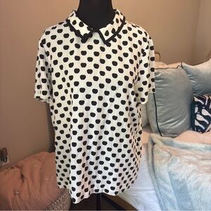 Kate Spade Black and White Heart Print Blouse